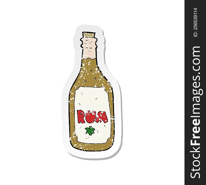 retro distressed sticker of a cartoon rum bottle