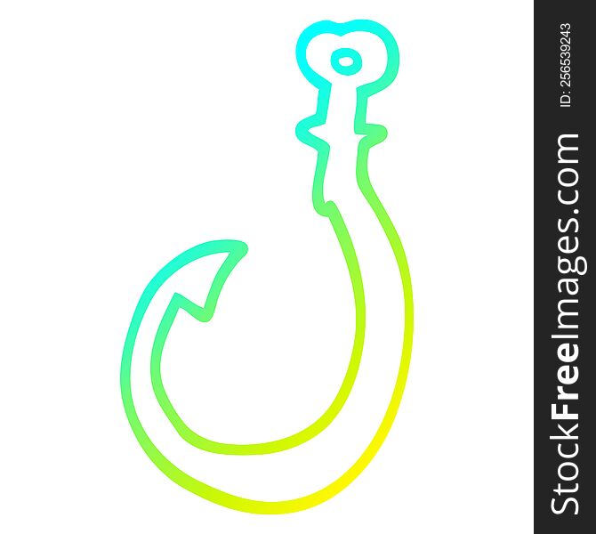 cold gradient line drawing of a cartoon hook
