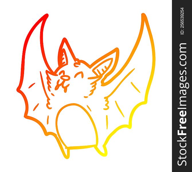 warm gradient line drawing of a vampire halloween bat