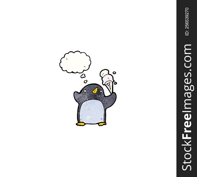 Funny Penguin Cartoon With Thought Bubble