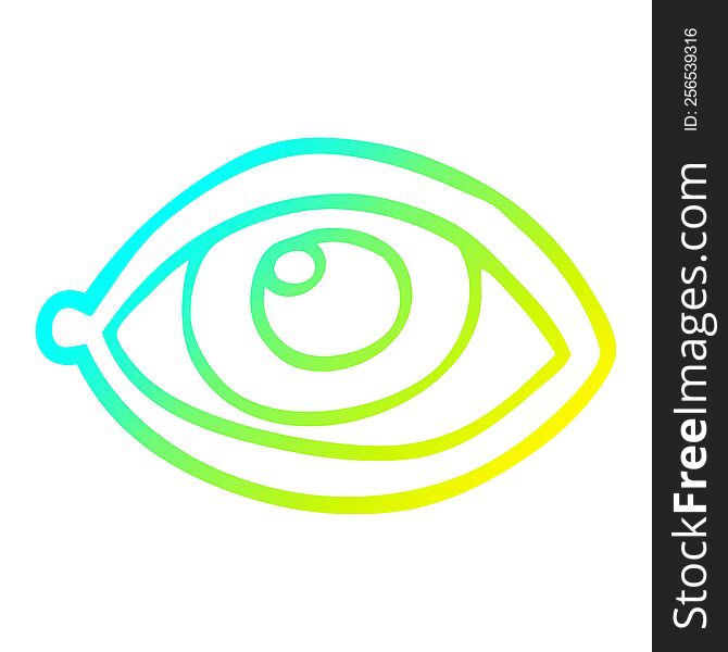 Cold Gradient Line Drawing Cartoon Eye Staring