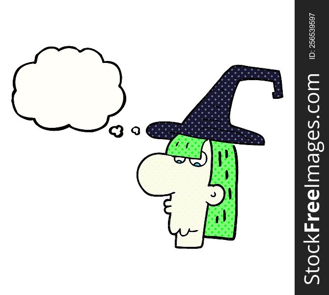 Thought Bubble Cartoon Witch Head