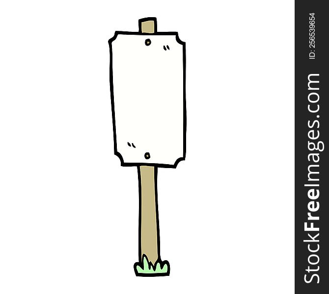 hand drawn doodle style cartoon blank sign post