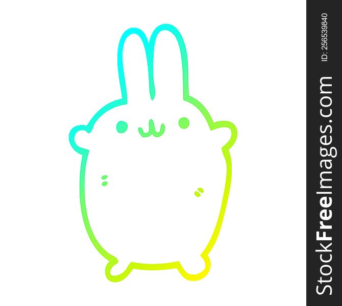 cold gradient line drawing of a cartoon rabbit