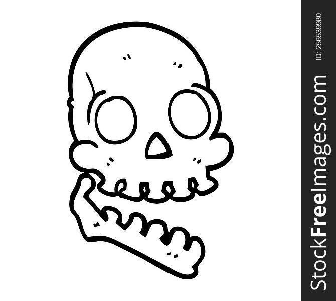 Line Drawing Cartoon Happy Skull
