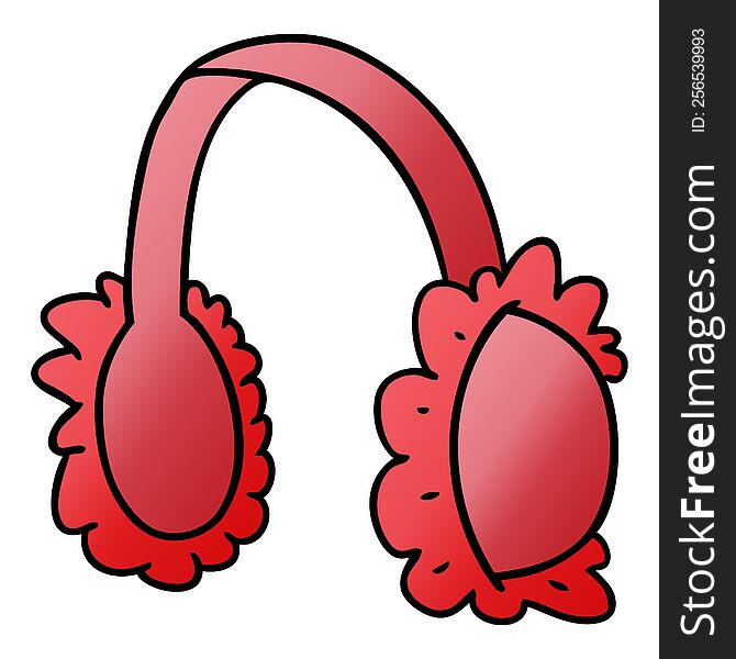 hand drawn gradient cartoon doodle of pink ear muff warmers