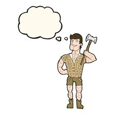 Free Cartoon Lumberjack With Thought Bubble Royalty Free Stock Image - 256547896