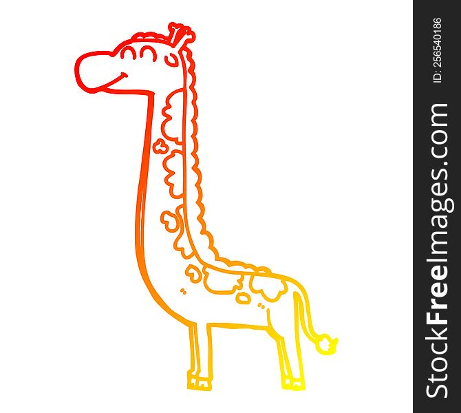 warm gradient line drawing of a cartoon giraffe
