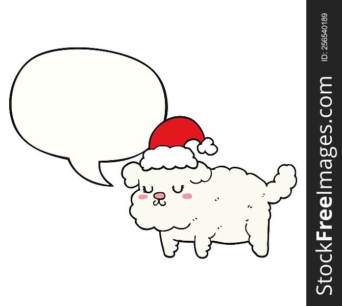 cute christmas dog with speech bubble. cute christmas dog with speech bubble