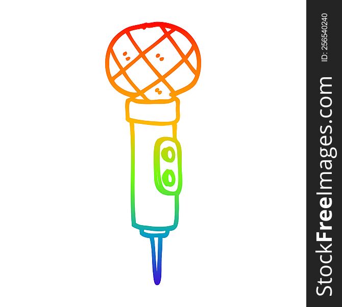 rainbow gradient line drawing of a cartoon microphone