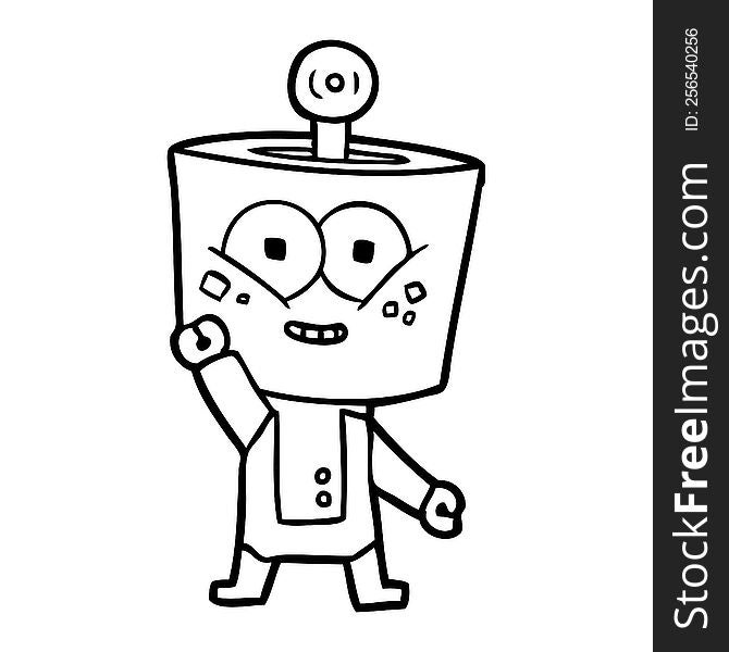 happy cartoon robot waving hello. happy cartoon robot waving hello