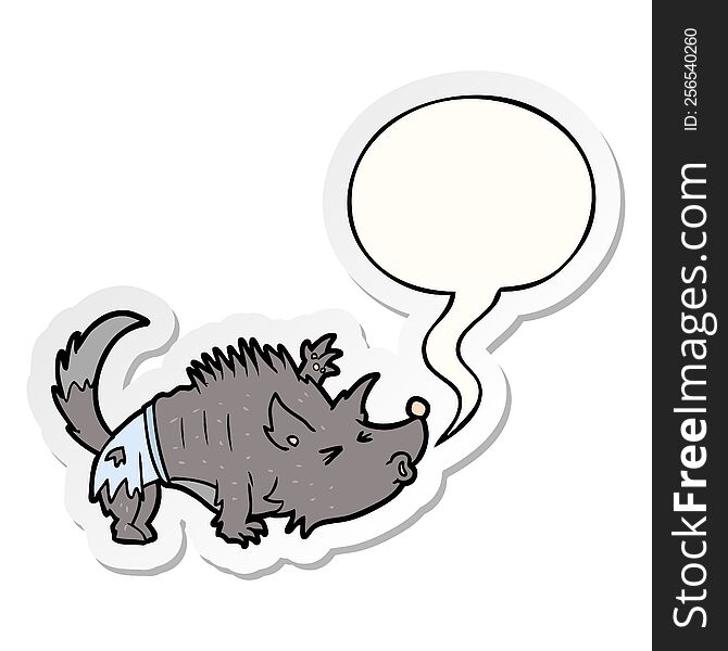 Cartoon Halloween Werewolf And Speech Bubble Sticker