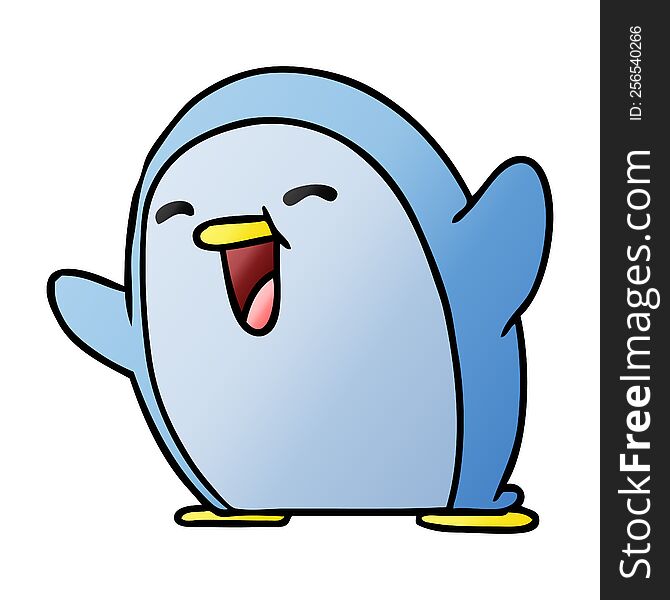 gradient cartoon illustration kawaii of a cute penguin. gradient cartoon illustration kawaii of a cute penguin