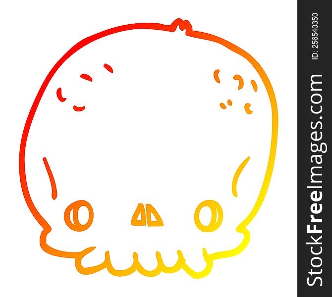 warm gradient line drawing of a cartoon skull