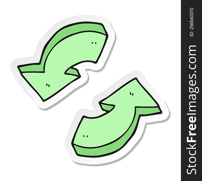 Sticker Of A Cartoon Recycling Arrows