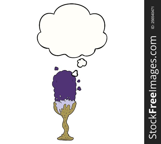 cartoon potion goblet with thought bubble. cartoon potion goblet with thought bubble