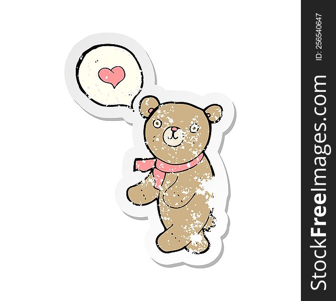 Retro Distressed Sticker Of A Cartoon Bear In Love