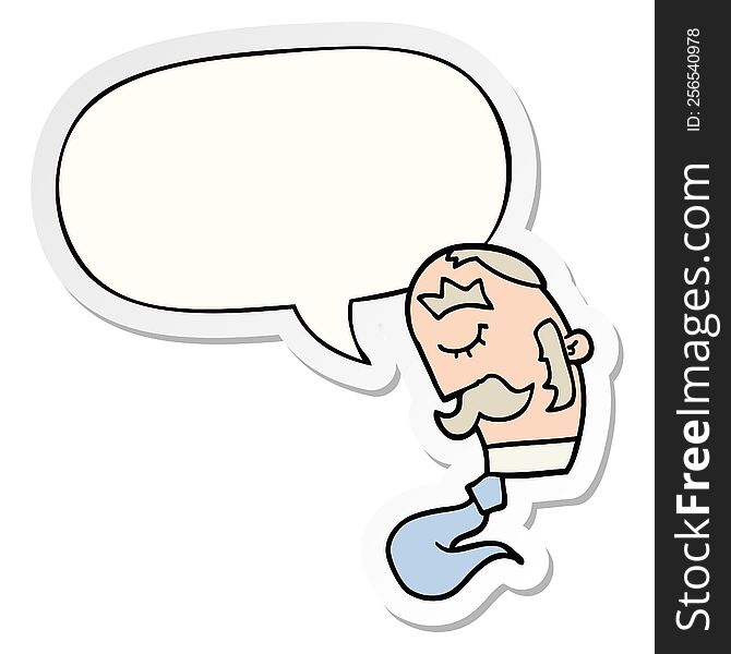 Cartoon Man And Mustache And Speech Bubble Sticker