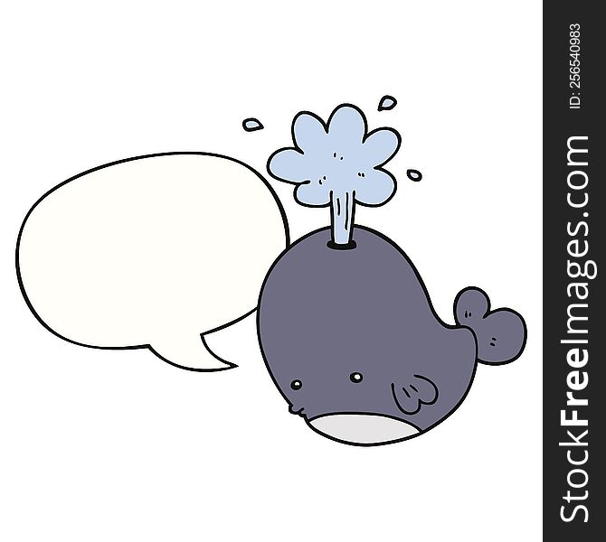 Cartoon Spouting Whale And Speech Bubble