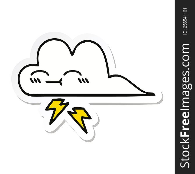 sticker of a cute cartoon thunder cloud