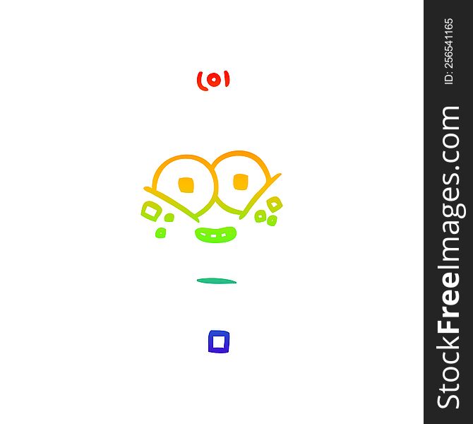 Rainbow Gradient Line Drawing Happy Energized Cartoon Robot
