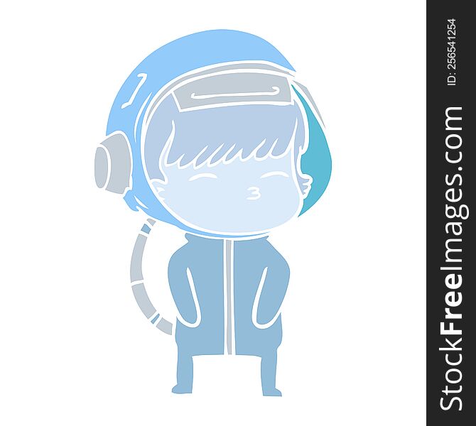 flat color style cartoon curious astronaut