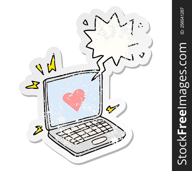 internet dating cartoon  and speech bubble distressed sticker