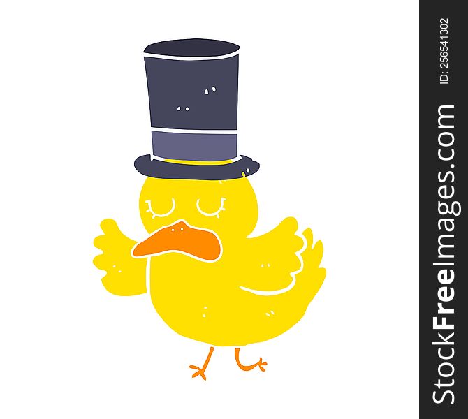 flat color style cartoon duck wearing top hat