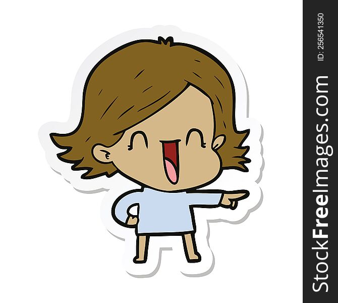 Sticker Of A Cartoon Laughing Woman