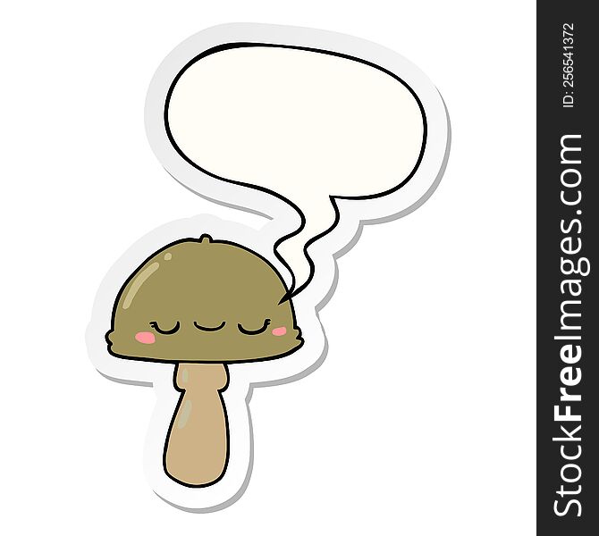 Cartoon Mushroom And Speech Bubble Sticker