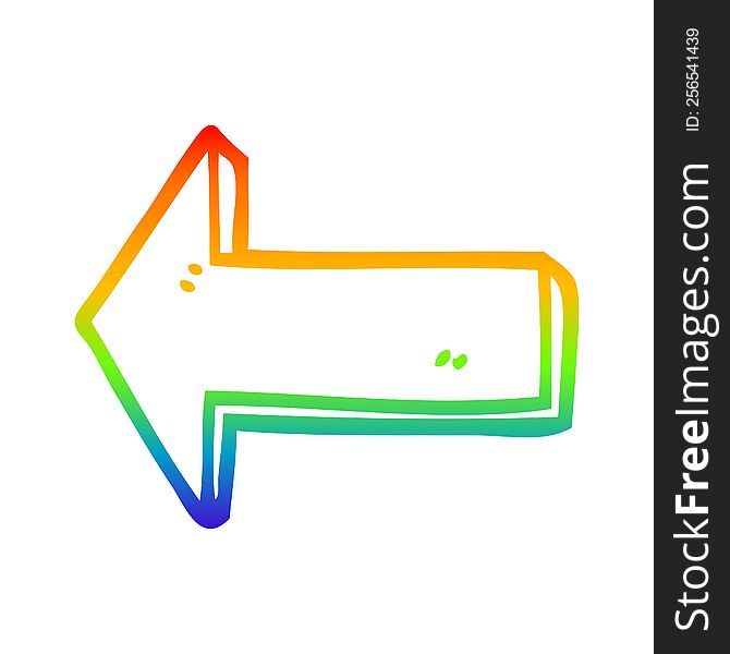 Rainbow Gradient Line Drawing Cartoon Directing Arrow