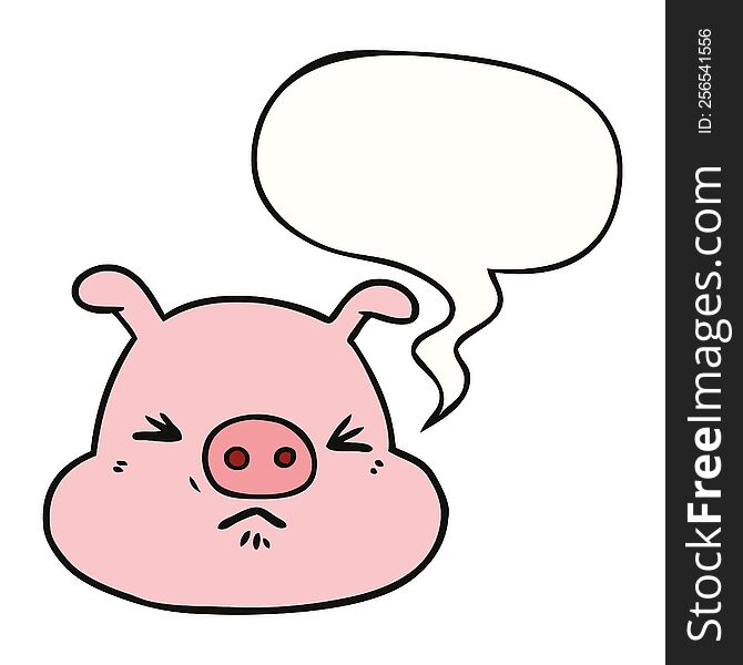 Cartoon Angry Pig Face And Speech Bubble