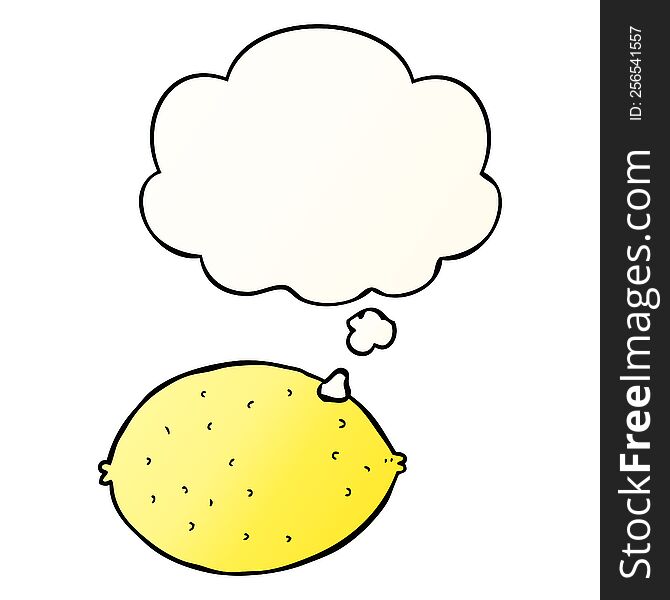 Cartoon Lemon And Thought Bubble In Smooth Gradient Style