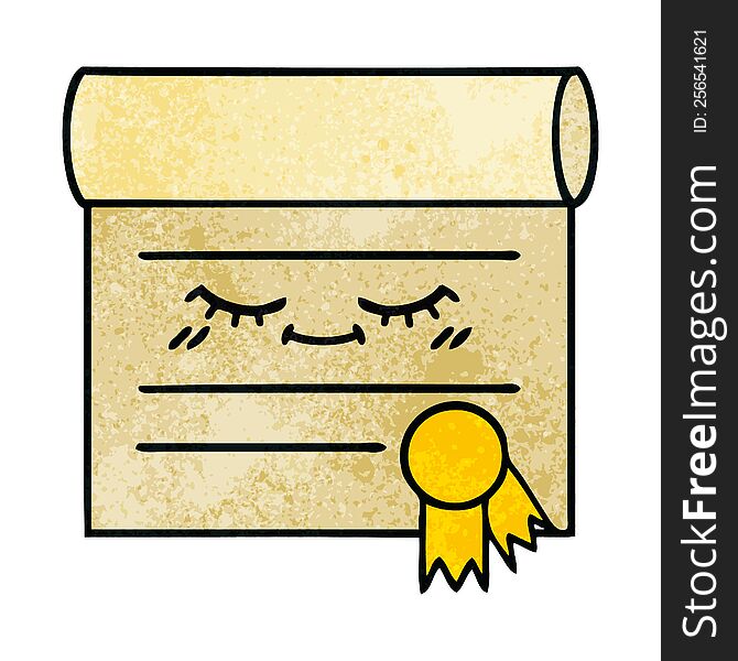 Retro Grunge Texture Cartoon Certificate