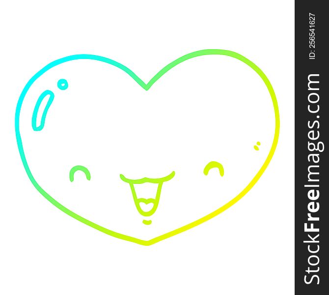 Cold Gradient Line Drawing Cartoon Love Heart Character