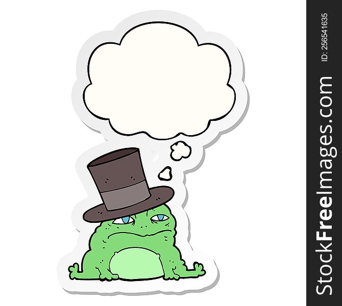 cartoon rich toad with thought bubble as a printed sticker
