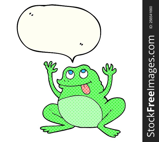 funny freehand drawn comic book speech bubble cartoon frog. funny freehand drawn comic book speech bubble cartoon frog