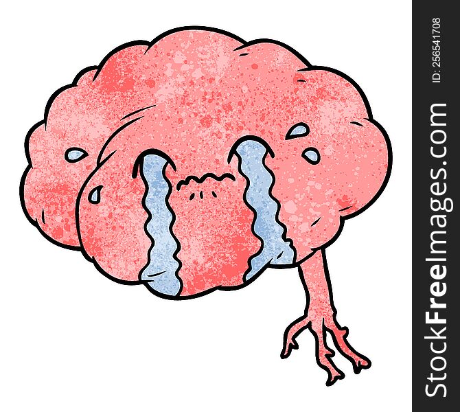 cartoon brain with headache. cartoon brain with headache