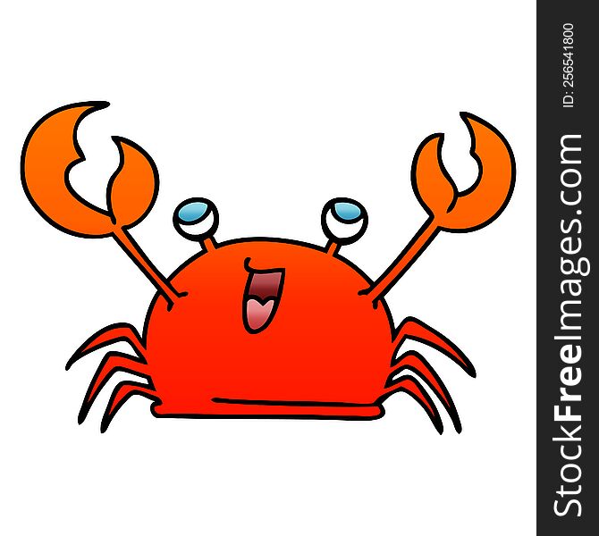 gradient shaded quirky cartoon happy crab. gradient shaded quirky cartoon happy crab