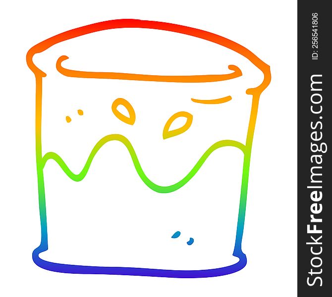 rainbow gradient line drawing of a cartoon drink in glass tumbler