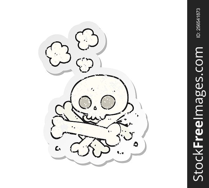 Retro Distressed Sticker Of A Cartoon Pile Of Bones