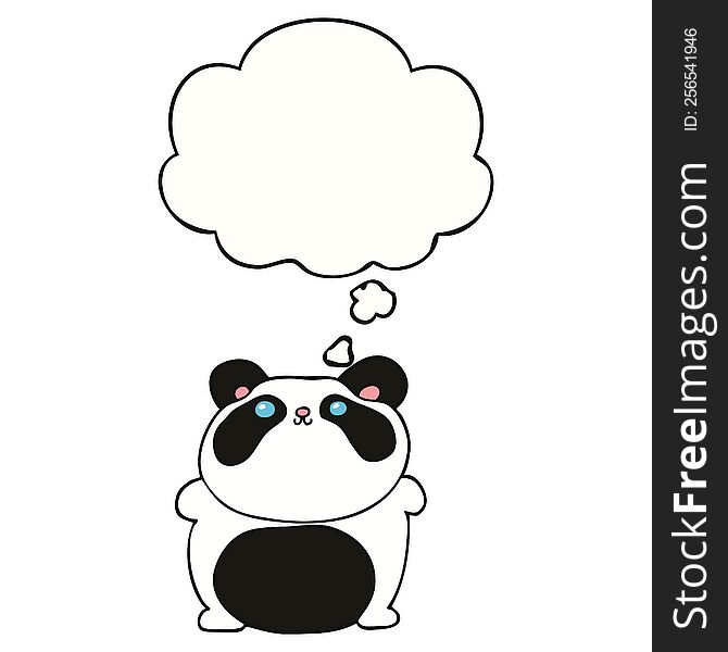cartoon panda with thought bubble. cartoon panda with thought bubble