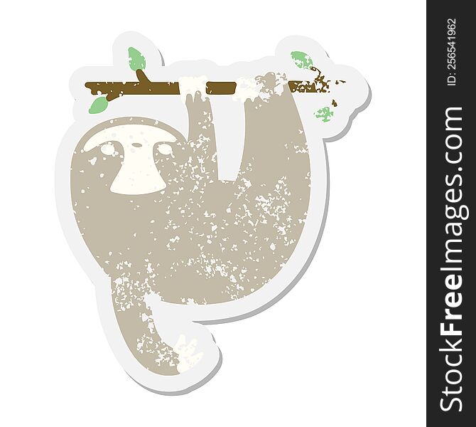 sloth hanging from branch grunge sticker