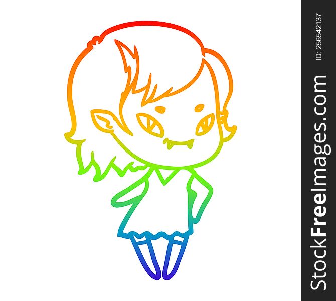 rainbow gradient line drawing cartoon cool vampire girl