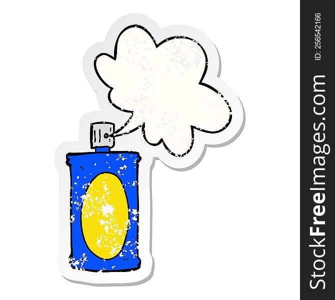 cartoon spray can and speech bubble distressed sticker