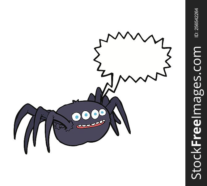 Cartoon Spooky Spider With Speech Bubble