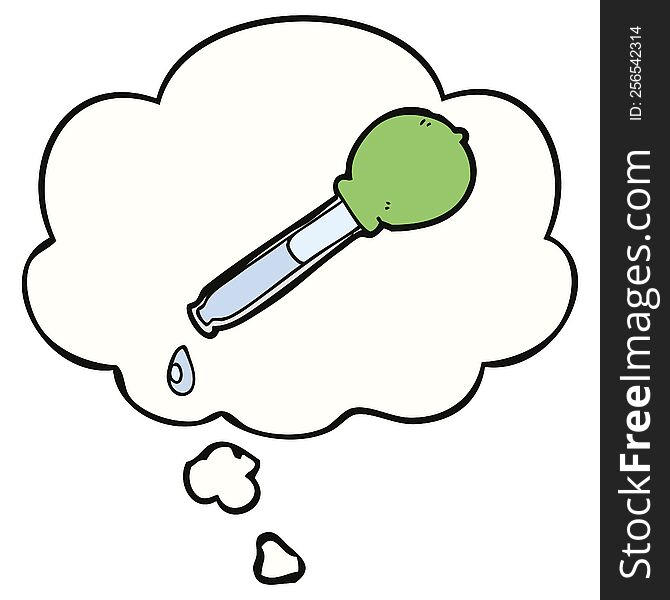 cartoon pipette with thought bubble. cartoon pipette with thought bubble