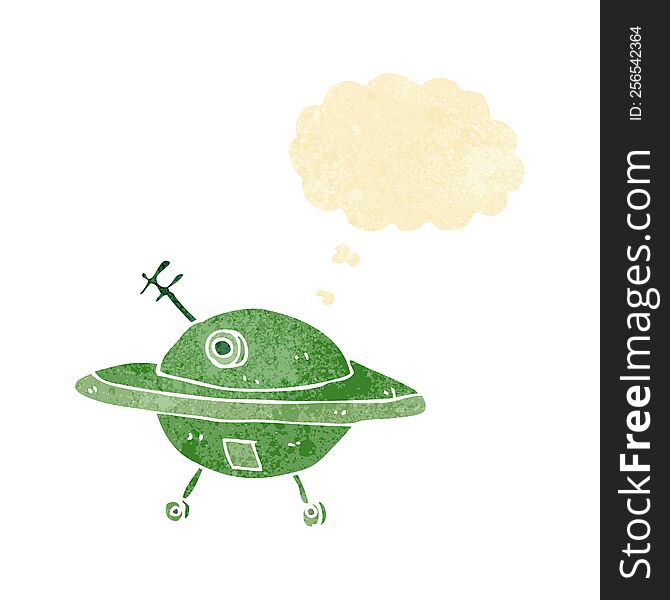 Cartoon Flying Saucer With Thought Bubble