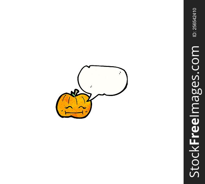Pumpkin With Speech Bubble Cartoon