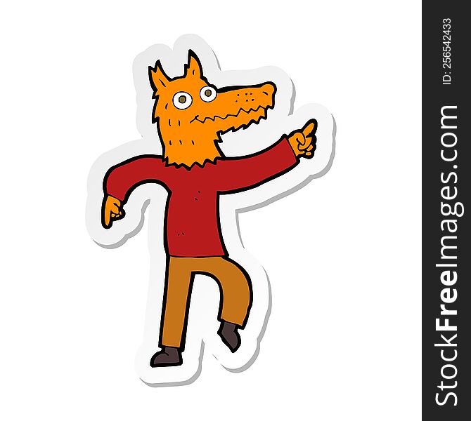 Sticker Of A Cartoon Fox Man